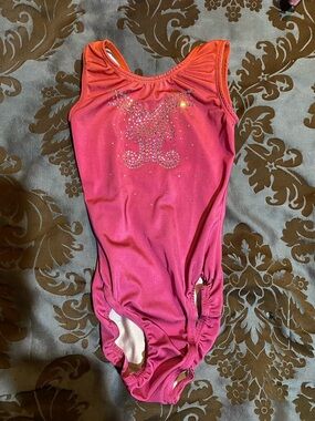 Active USA Hot Pink Girls Leotard with Rhinestone Design